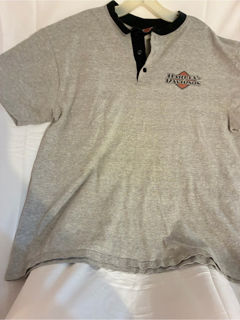 Men’s Harley-Davidson Gray Short-Sleeve Polo Henley